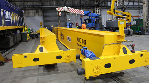 Yellow crane equipment prepared for installation
